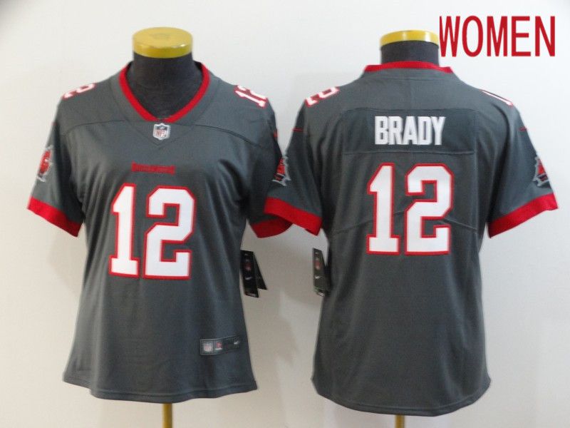 Women Tampa Bay Buccaneers 12 Brady Grey New Nike Limited Vapor Untouchable NFL Jerseys